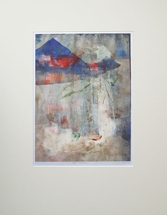 Monotype, gelliprint,printmaking, mark making, open acrylics, mountain, bergen, landscape, climbing, goal GelliArt red and blue, empty