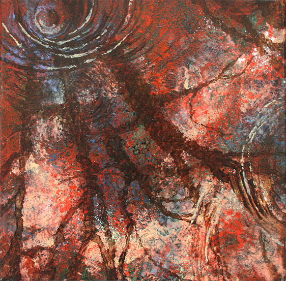 Herfst in een regenplas olieverf schilderij  weerspiegeling by Hilde Hoekstra