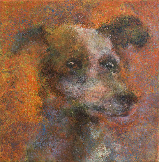 Loewietje hondje olieverf schilderij by Hilde Hoekstra
